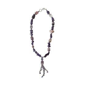 Amethyst Rose Quartz Necklace Crystal Heart Italian Wedding Cake Beads 26”